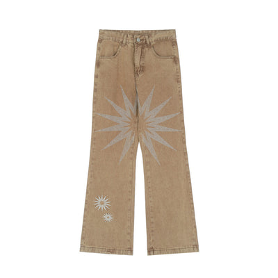 Fiction House Men's Embroidered Loose Fit Hip Hop Jeans
