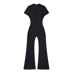 Women’s Tight Flared Leg Quarter-Zip Jumpsuit