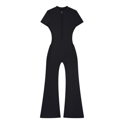 Women’s Tight Flared Leg Quarter-Zip Jumpsuit