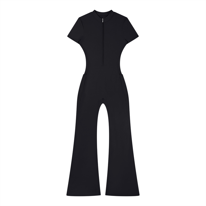Women’s Tight Flared Leg Quarter-Zip Jumpsuit