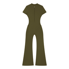 Women’s Tight Flared Leg Quarter-Zip Jumpsuit