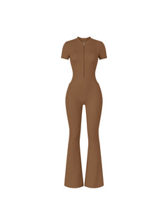 Women’s Tight Flared Leg Quarter-Zip Jumpsuit