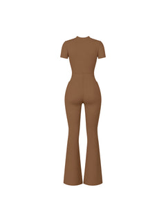 Women’s Tight Flared Leg Quarter-Zip Jumpsuit